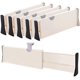 thumbnail image 1 of Divisores de cajones organizadores, paquete de 5, ajustables, de 10 cm de alto y expandibles de 28 a 43 cm. Ideales para dormitorio, baño, armario, ropa, oficina, cocina, almacenamiento, sujeción fuer, 1 of 7