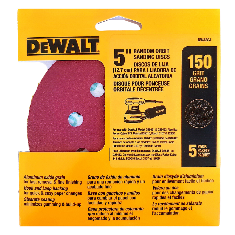 Set 5 Discos Lija Dewalt Dw4304 Grano 150