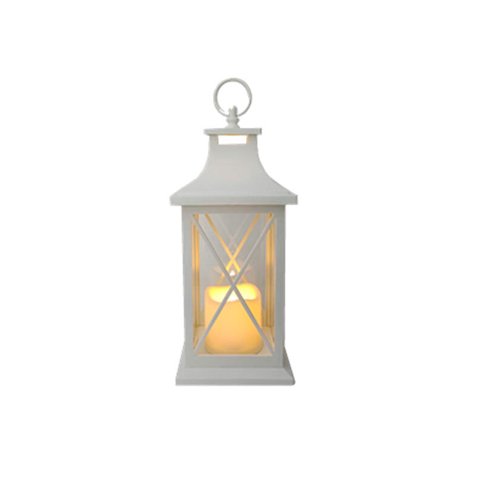 Vgo - Fanal Pl C/ Vela Led 14X14X31 Cm. Blanco