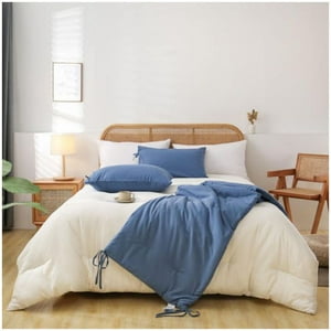 Top Lucky - Set Piecera De Lino 80 X 210 +2 Fundas Azul