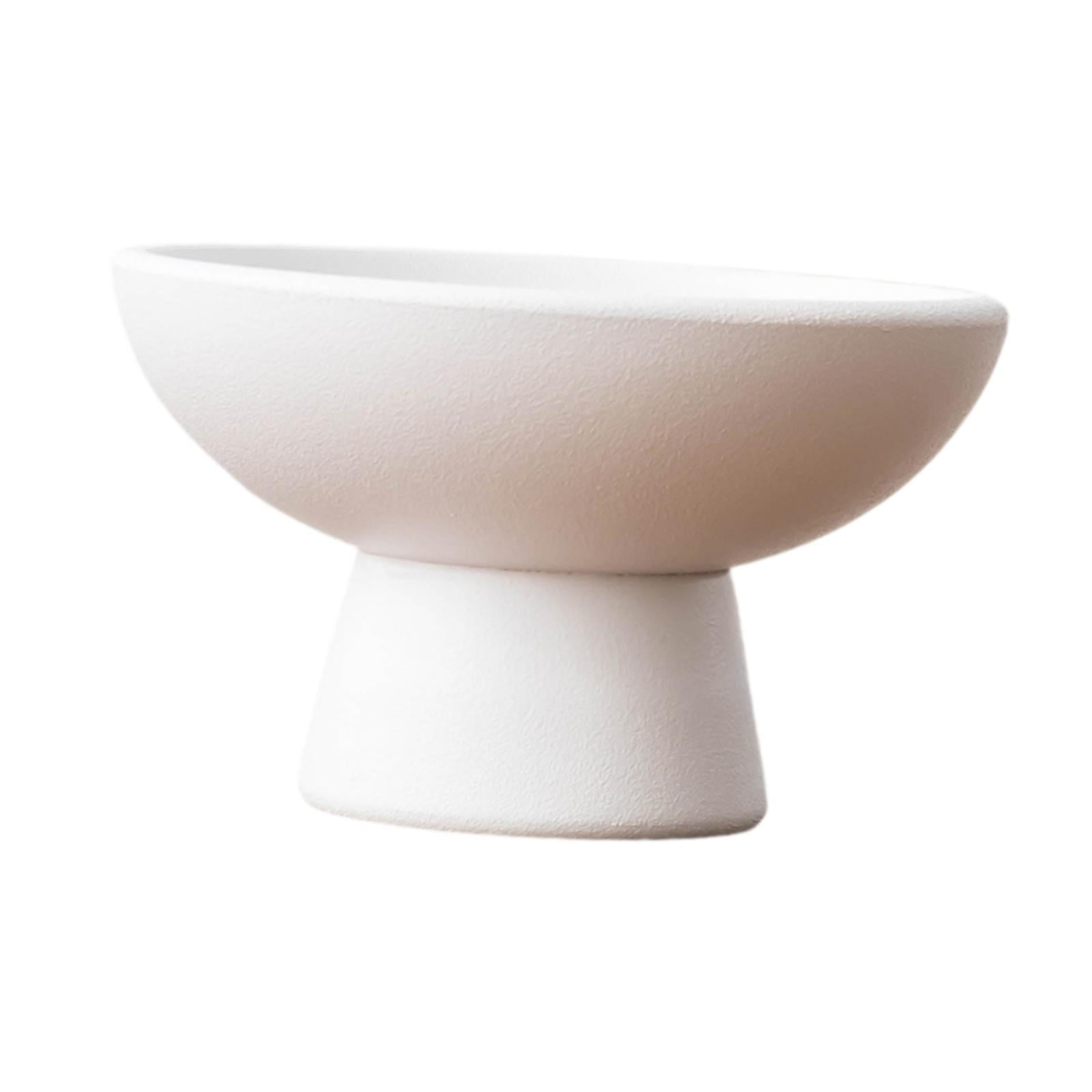 Ioensy - Maceta Redonda De Cerámica, Accesorio Floral Para Interior Y Exterior, Mueble De Tv, Patio, Color Blanco