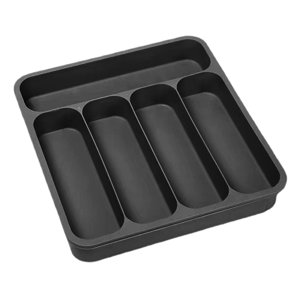 Magideal - Bandeja Para Cubiertos, Organizador De Cubiertos, Ahorro De Espacio, Multifunción, Soporte Para Cubiertos, Bandeja Para Utensilios Con Múltiples Ranur Negro