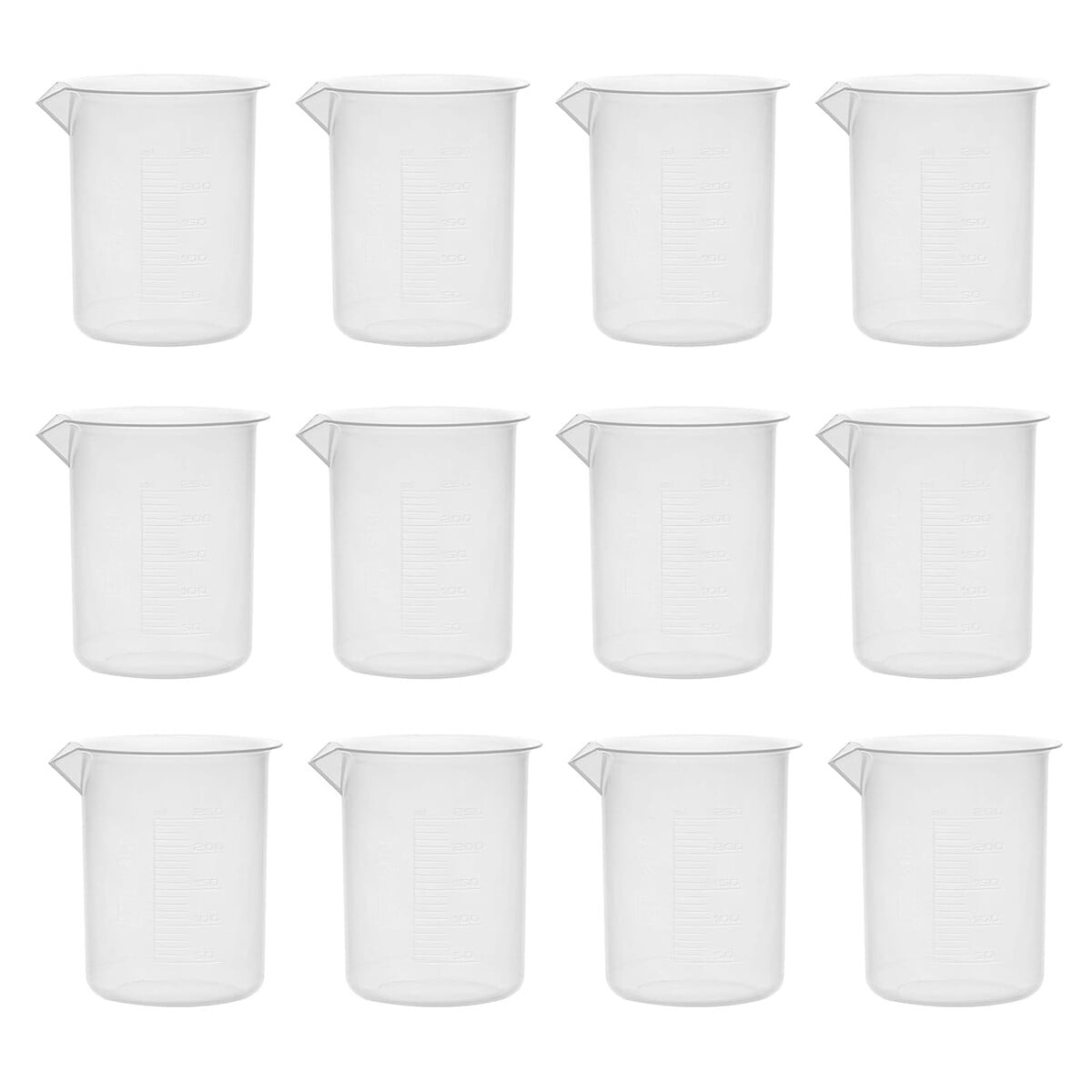 Eisco - Vasos Medidores Plastico 250ml Polipropileno 12