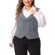thumbnail image 1 of Agnes Orinda Chaleco de Traje Escolar Universitario para Mujer de Talla Grande, Doble Botonadura, Cuello Vintage con Solapa, Chaleco Elegante con 2 Bolsillos 4X Gris, 1 of 6