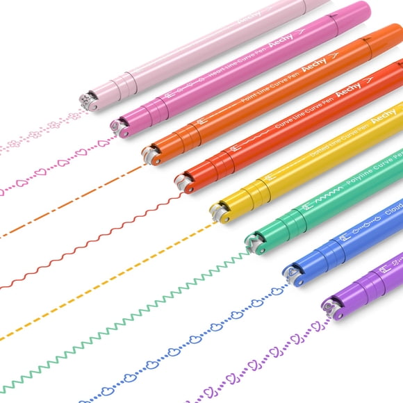 Rotulador curvo AECHY, 8 unidades, doble punta, 8 colores, para niños