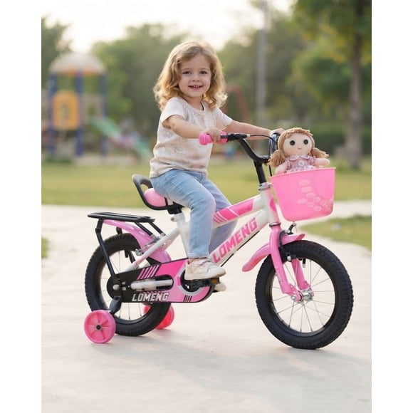 Bicicleta Infantil Aro14 con Ruedas de Entrenamiento y Canasto