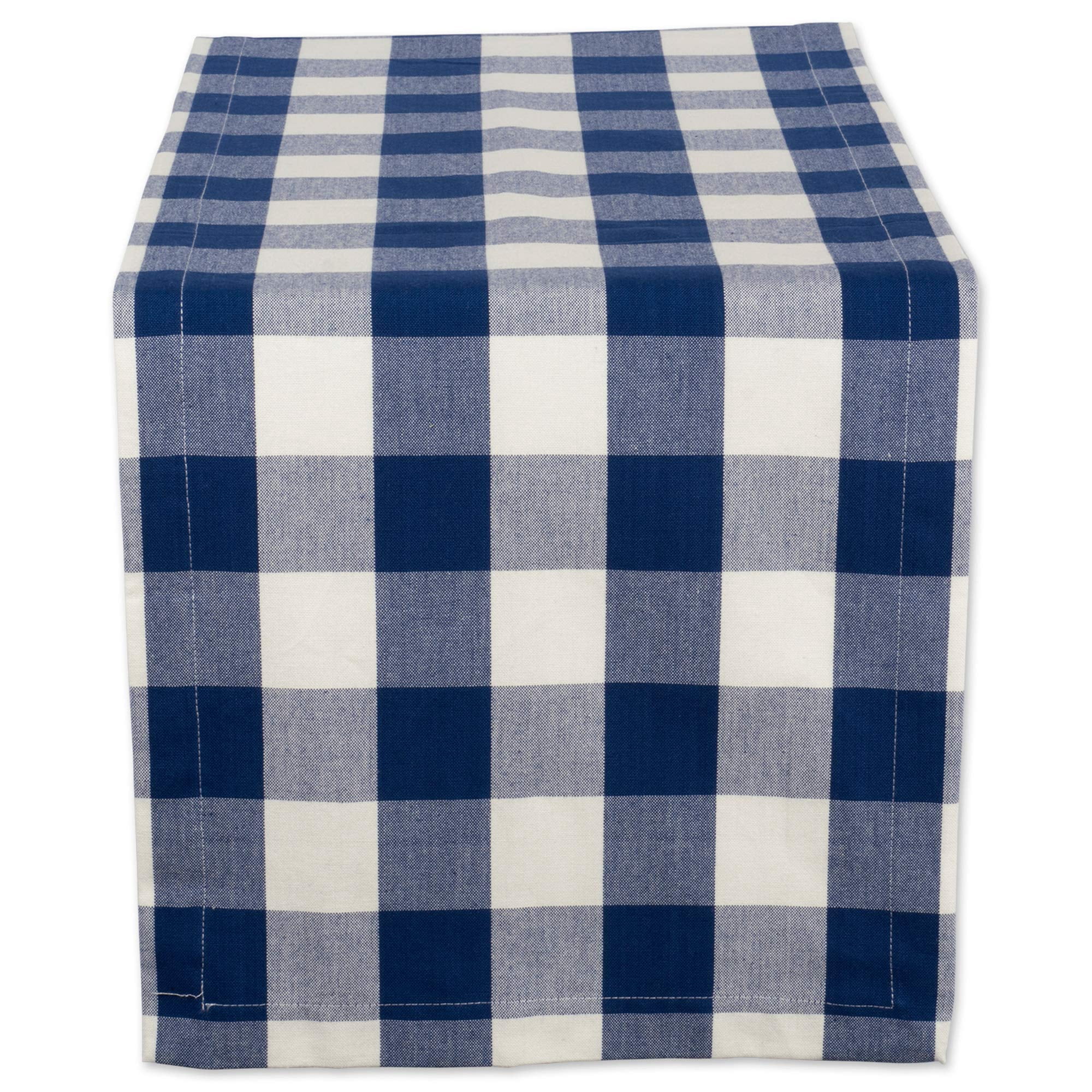 Camino De Mesa Dii Cuadro Buffalo 35.5x183 Cm Azul Marino Y Crema