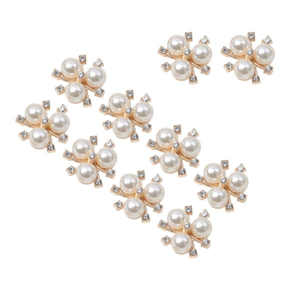 10 Unids Botones de Perla Broche de Diamantes de Imitación Botones DIY Craft Flatback Rhinestone Beads Botones para Zapatos Suministros Boda Nupcial Dorado