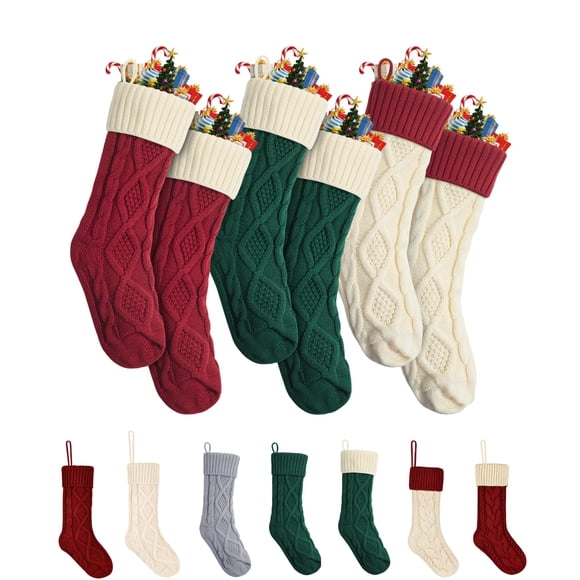 Medias navideñas Mr. Pen de 18 pulgadas, 6 unidades, color rojo, crema y verde