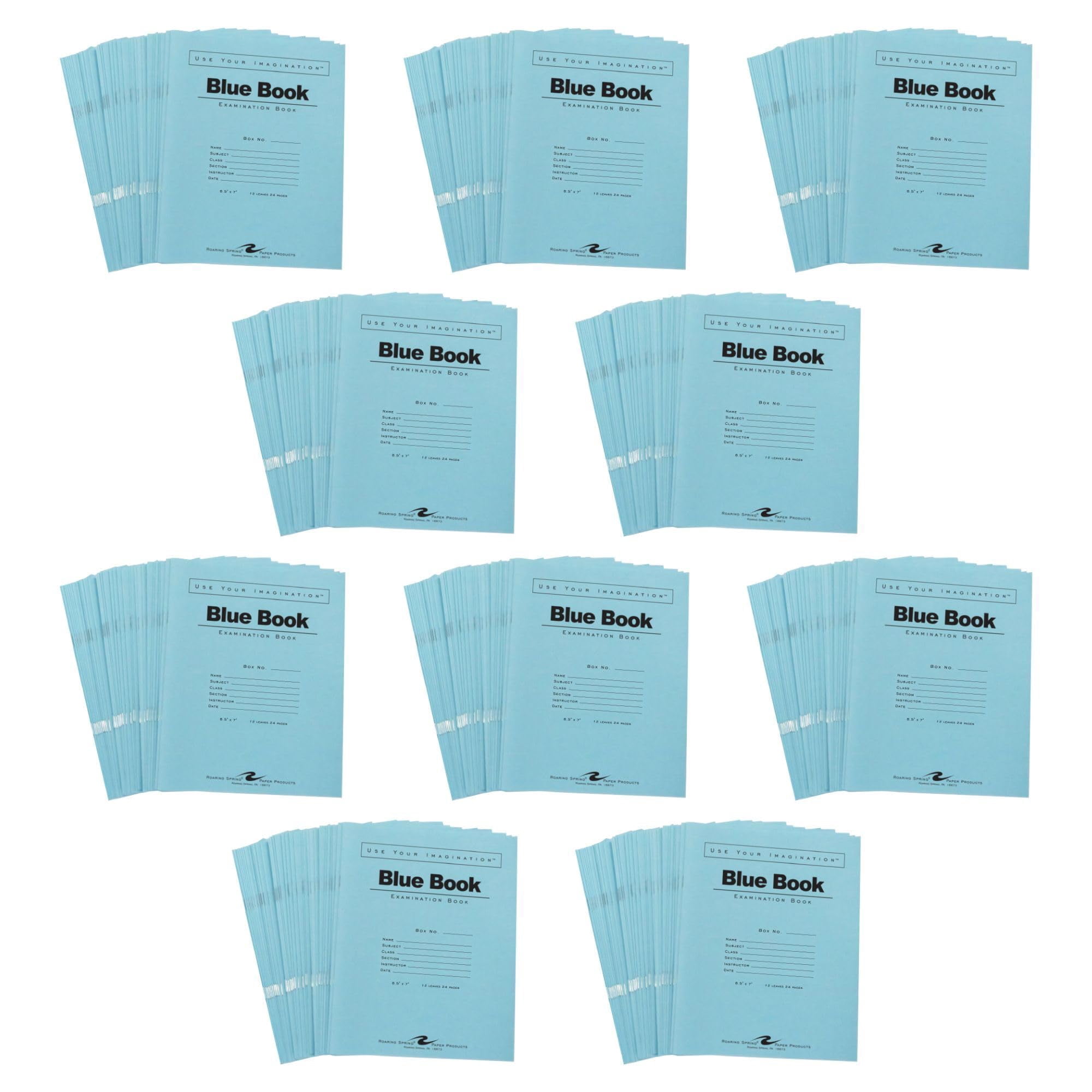 Roaring Spring Paper Products - Cuadernillos Azules Para Examen Roaring Spring, Paquete De 500, 22 X 18 Cm, Rayado Ancho