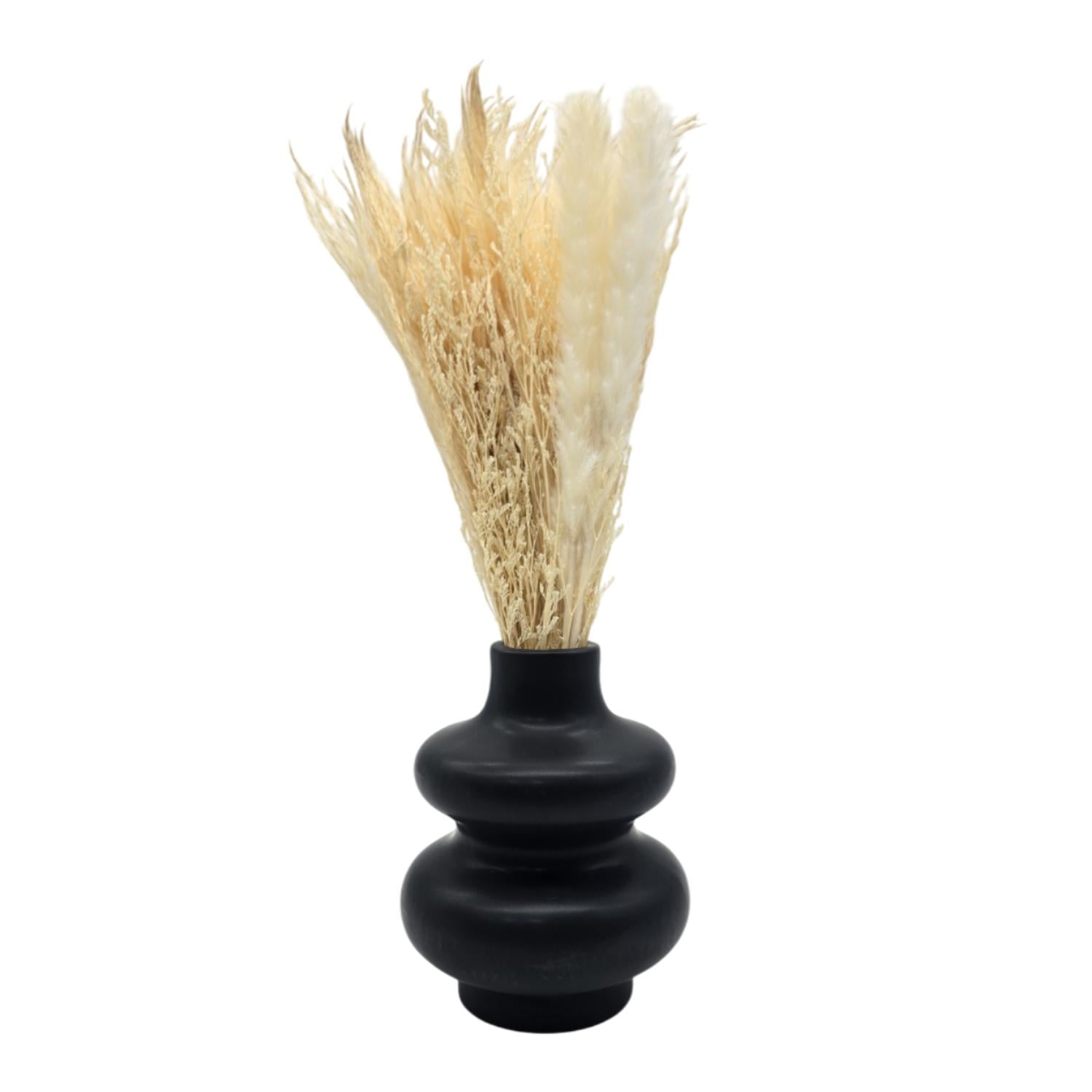 Fliperex - Florero De Ceramica Decorativo Diseño Negro Flores Secas Negro