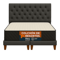 Ethan Desing - Cama 2 Plaza Capitoné + Respaldo 2P Capitone Gris Grafito + Colchón 2P Mery Desing