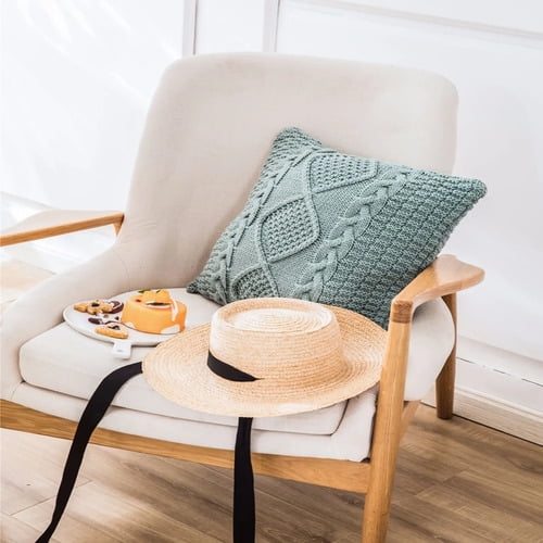 Funda De Cojin 45x45 Nordico Cozy Diamond Braided Larentia Verde claro