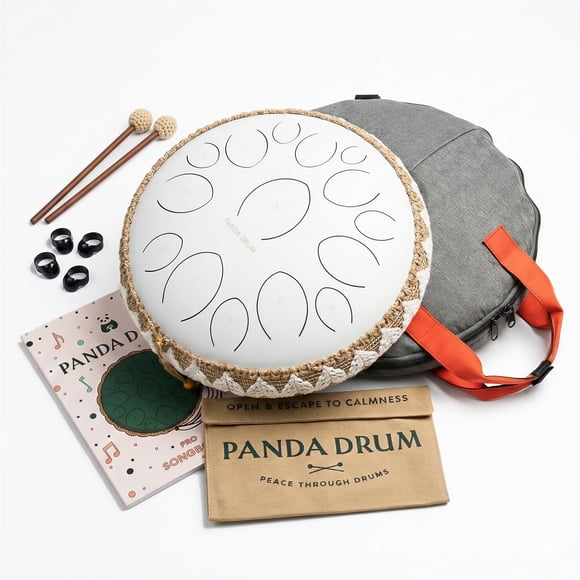 Sartén con lengüeta de acero Panda Drum Pro de 15 pulgadas y 432 Hz con accesorios