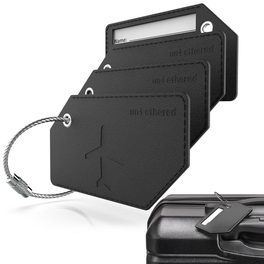 Juego De Etiquetas De Equipaje Untethered De Cuero Para Maleta, Paquete De 4