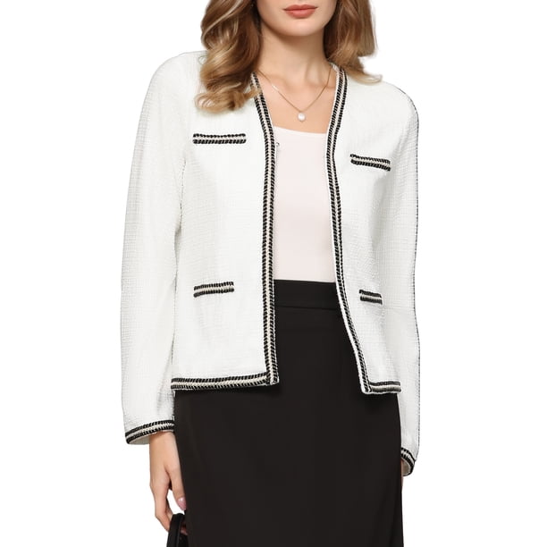 Chaqueta de punto abierta de manga larga para mujer INSPIRE CHIC, casual de negocios, para vestido 2XL Blanco