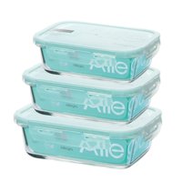 Set 3 Contenedores Hermeticos De Vidrio Rectangular Allegra