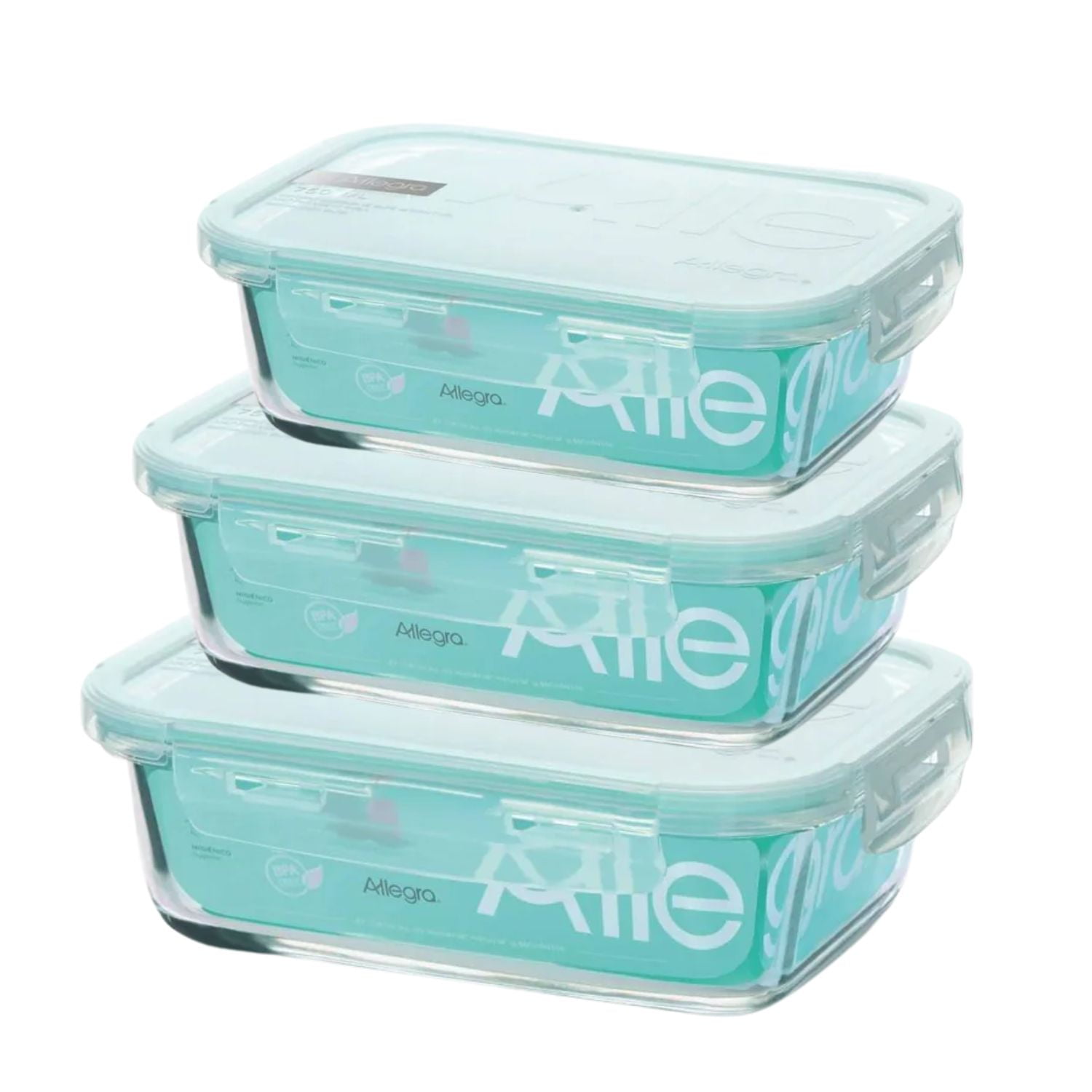 Set 3 Contenedores Hermeticos De Vidrio Rectangular Allegra