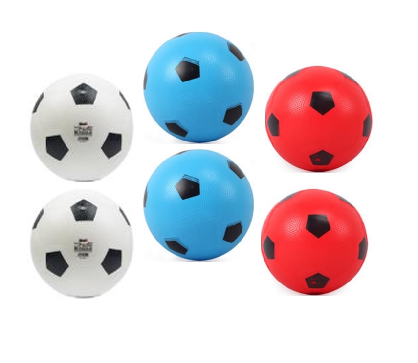 Vipnetwork - Set 6 Pelotas Inflable 22 Cm Diseño Futbol - Blanco Azul Rojo