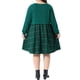thumbnail image 3 of Agnes Orinda Conjuntos de Halloween para Mujeres Tallas Grandes Vestido Babydoll de Cuadros de Punto Cableado Cuello Redondo Manga Larga Abullonada Patchwork Vestidos Casuales con Bolsillo Verde, 3 of 6