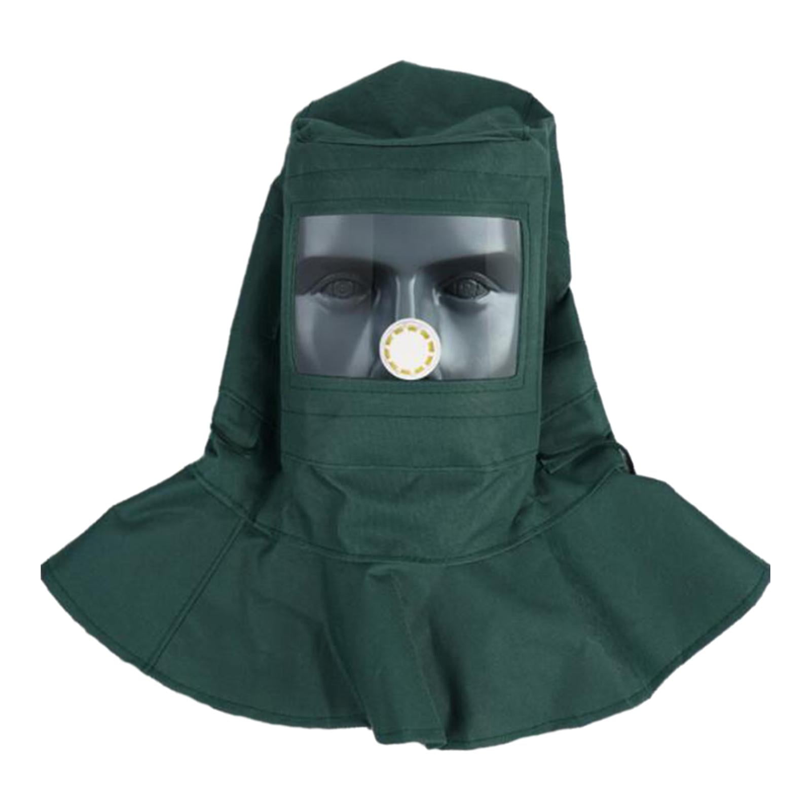Magideal - Capucha De Chorro De Arena Equipo De Protección Casquillo Del Chal Máscara De Casco De Protección Facial Capa Transpirable Para El Embalaje De Cemento Lente De Plástico