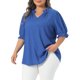 thumbnail image 4 of Blusa de Talla Grande para Mujeres Escuela Colegio con Volantes Cuello en V Mangas Abullonadas Texturizadas Camisas de Verano 1X Azul Real, 4 of 6