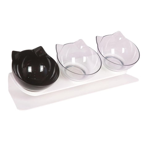 Magideal - Cuencos Elevados Para Gatos, Cuenco De Alimentación Para Mascotas, Lavable, Plato Para Gatitos, Comida Para Gatos Con Menos Vómitos Y Cuenco De Agua Claro Claro Negro