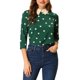 thumbnail image 1 of INSPIRE CHIC Blusa de Mujer con Cuello Peter Pan en Contraste, Mangas 3/4, Camisa Talla M Verde Oscuro, 1 of 7