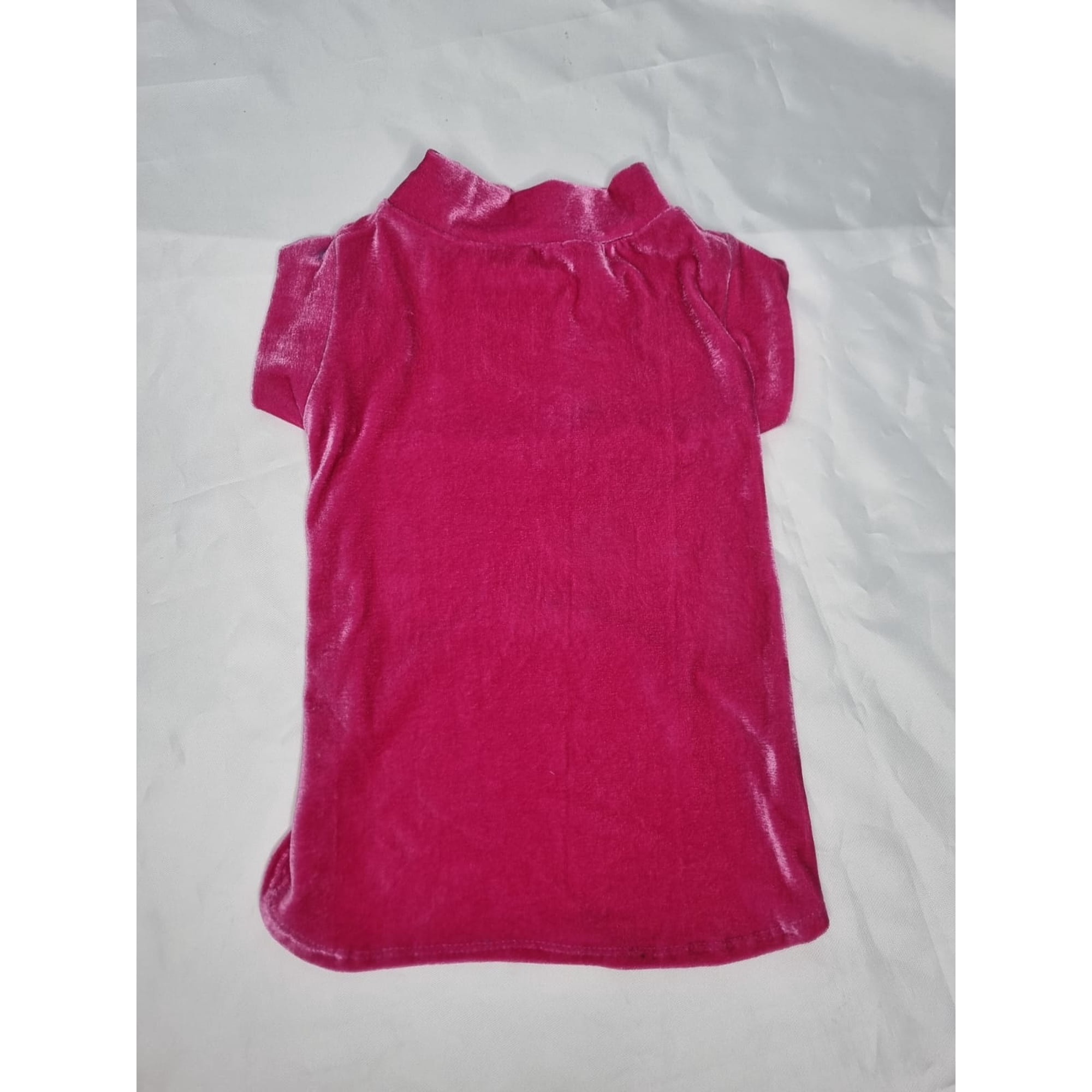 Polera mascota fucsia terciopelo talla L