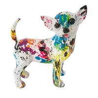 Magideal - Estatua De Graffiti Chihuahua, Figura De Perro, Decoración De Escritorio De Resina Pulida, Multiusos, 19X18X9,5 Cm, Color Salpicado Para Habitación De Estilo A