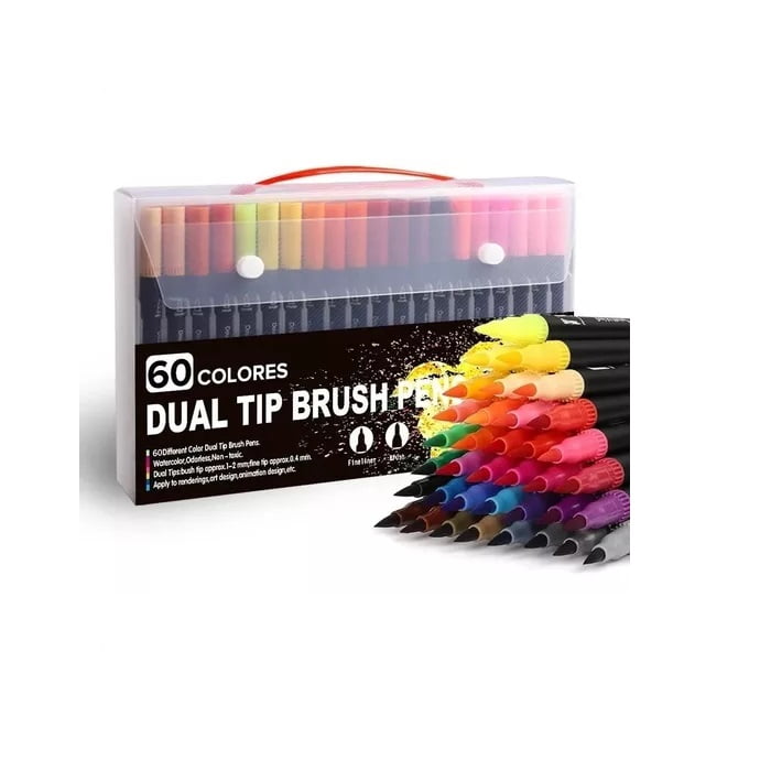 Masterprox - Marcadores Doble Punta Tipo Pincel 60 Colores