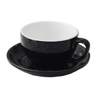 Bothyi - Taza De Café De Cerámica De 300 Ml Con Platillo Para Café Capuchino, Color Negro