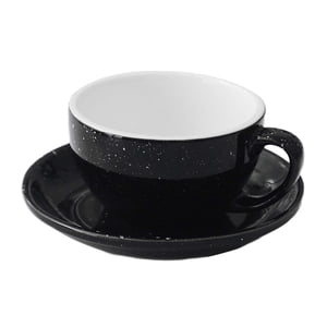 Bothyi - Taza De Café De Cerámica De 300 Ml Con Platillo Para Café Capuchino, Color Negro