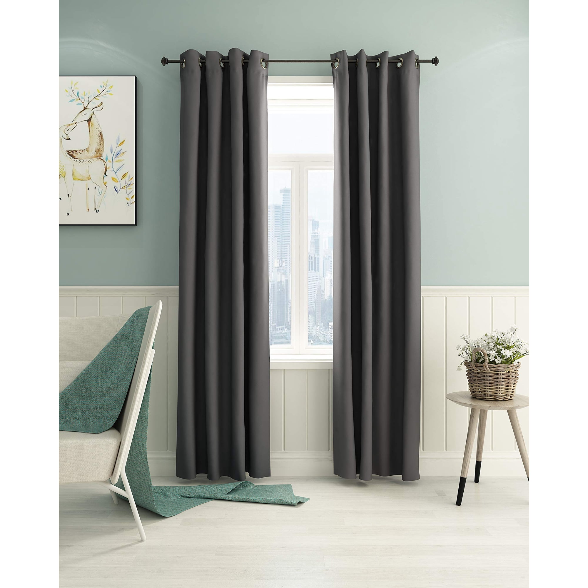 Cortina Furinno Collins Gris Oscuro 132 X 241 Cm 100% Poliéster