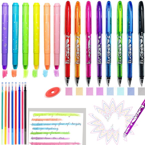 Set de notas ZAYSWDNS: resaltadores de gel y bolígrafos borrables