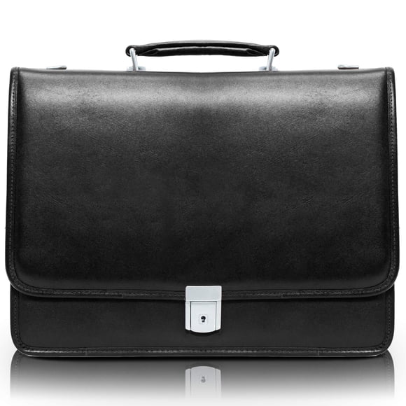 Maletín McKlein LEXINGTON de piel con solapa de 15 pulgadas, color negro
