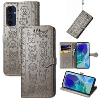 Funda Cartera Foxdock Para Samsung Galaxy A16 5G , Flip Pu Con Relieve De Gatos Y Perros, Tarjetero Y Soporte