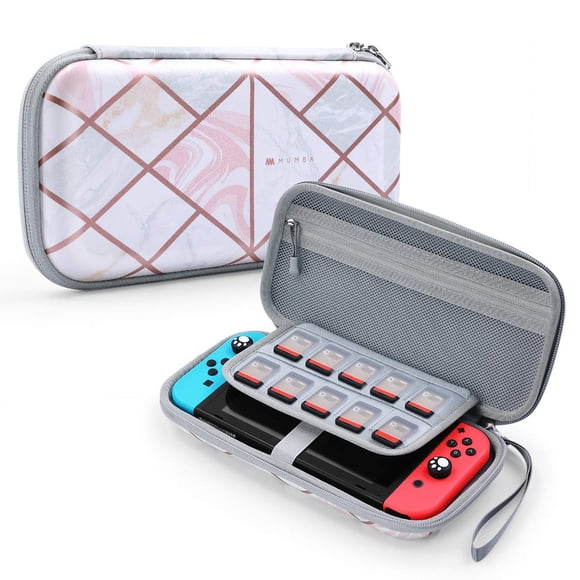 Funda de transporte Mumba para Nintendo Switch OLED, rosa mármol