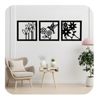 Genérico - Cuadros Colibrí Flores Pack 3 Mdf