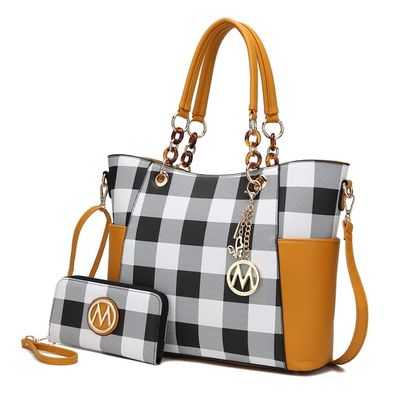 Bolso de mano MKF Collection Mariely de cuero vegano amarillo mostaza