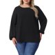 thumbnail image 1 of GRACIA Y GRANDEZA Disfraces de Halloween Blusa de Gasa con Lunares Suizos para Mujer Tallas Grandes Cuello Redondo Manga de Linterna con Detalles de Pompones 2X Negro, 1 of 8