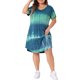 thumbnail image 1 of Vestido Escolar Universitario de Talla Grande para Mujer GRACE & GRANDEUR, Rayas Tie Dye, Escote en V, Manga Corta, Casual de Verano, Midi, Talla 4X Azul Verde, 1 of 8