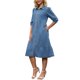 thumbnail image 4 of INSPIRE CHIC Vestido Midi de Mezclilla para Mujer Regreso a Clases Manga Abullonada Abotonado en Capas Vestido Camisero Línea A Azul Claro XL, 4 of 6