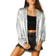 thumbnail image 5 of INSPIRE CHIC Chaqueta de Mujer Brillante de Manga Larga Ligera con Cremallera y Capucha Metálica XL Plata, 5 of 8