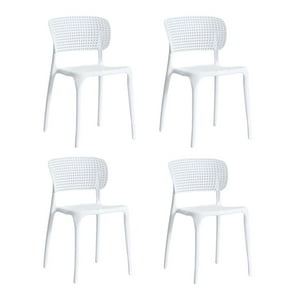 Tevere - Pack De 4 Sillas De Comedor Terraza Moderna Apilables Blancas