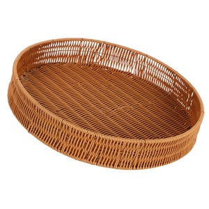 Magideal - Cesta De Mimbre Tejida, Contenedor De Decoración Del Hogar, Cesta De Artículos De Tocador De Tejido, Organizador De Manos, Bandeja Tejida A Mano Para Redondo L