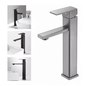 Genérico - Llave Lavamanos Alta Grifo Monomando Acero Inoxidable Plata