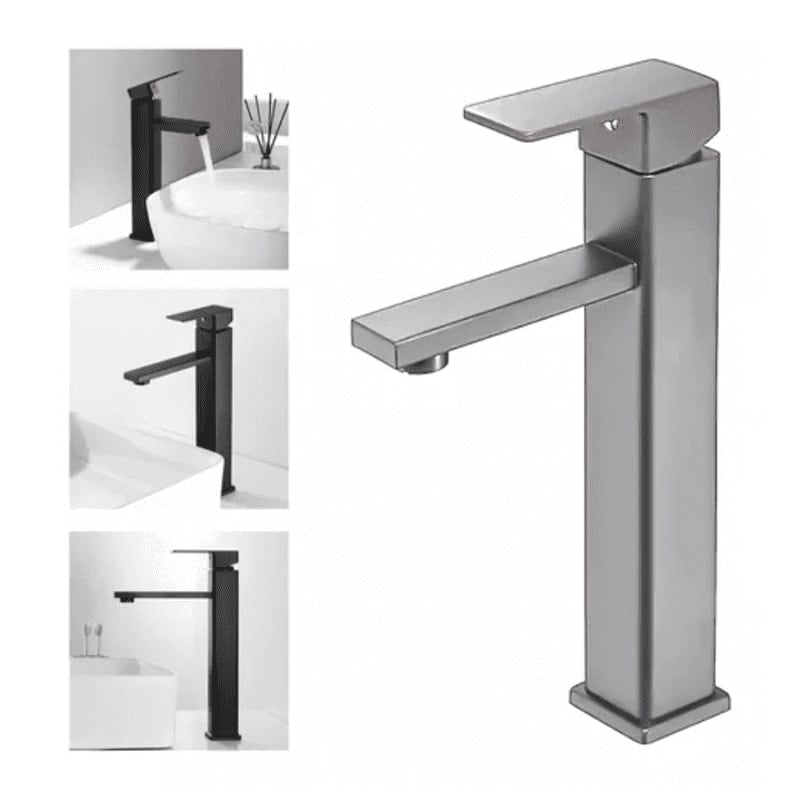 Genérico - Llave Lavamanos Alta Grifo Monomando Acero Inoxidable Plata