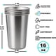 thumbnail image 1 of Xiao Hua Paquete de 4 Vasos de Agua de Acero Inoxidable de 500 Ml. No Frágil y Apilable. Vaso Metálico para Beber, Copa de Vino, Plateado, 1 of 4