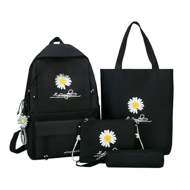 4PCS/Set Backpack Combo Set Large Capacity Canvas Handbag Pencil Bag Teenager Travel Mochila Shoulder Bag For School Student